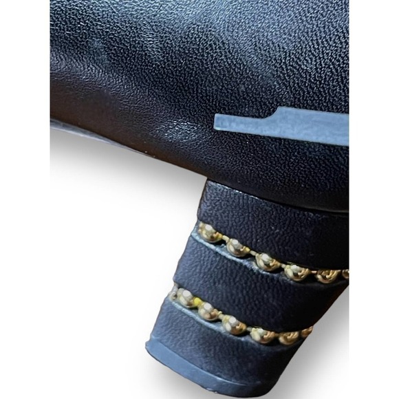Stuart Weitzman Women’s Black Leather Gold Studded Heels - Size 5.5 B - Picture 14 of 15